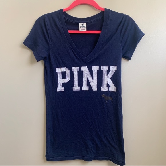 PINK Victoria's Secret Tops - Victoria’s Secret Pink navy logo tee XS